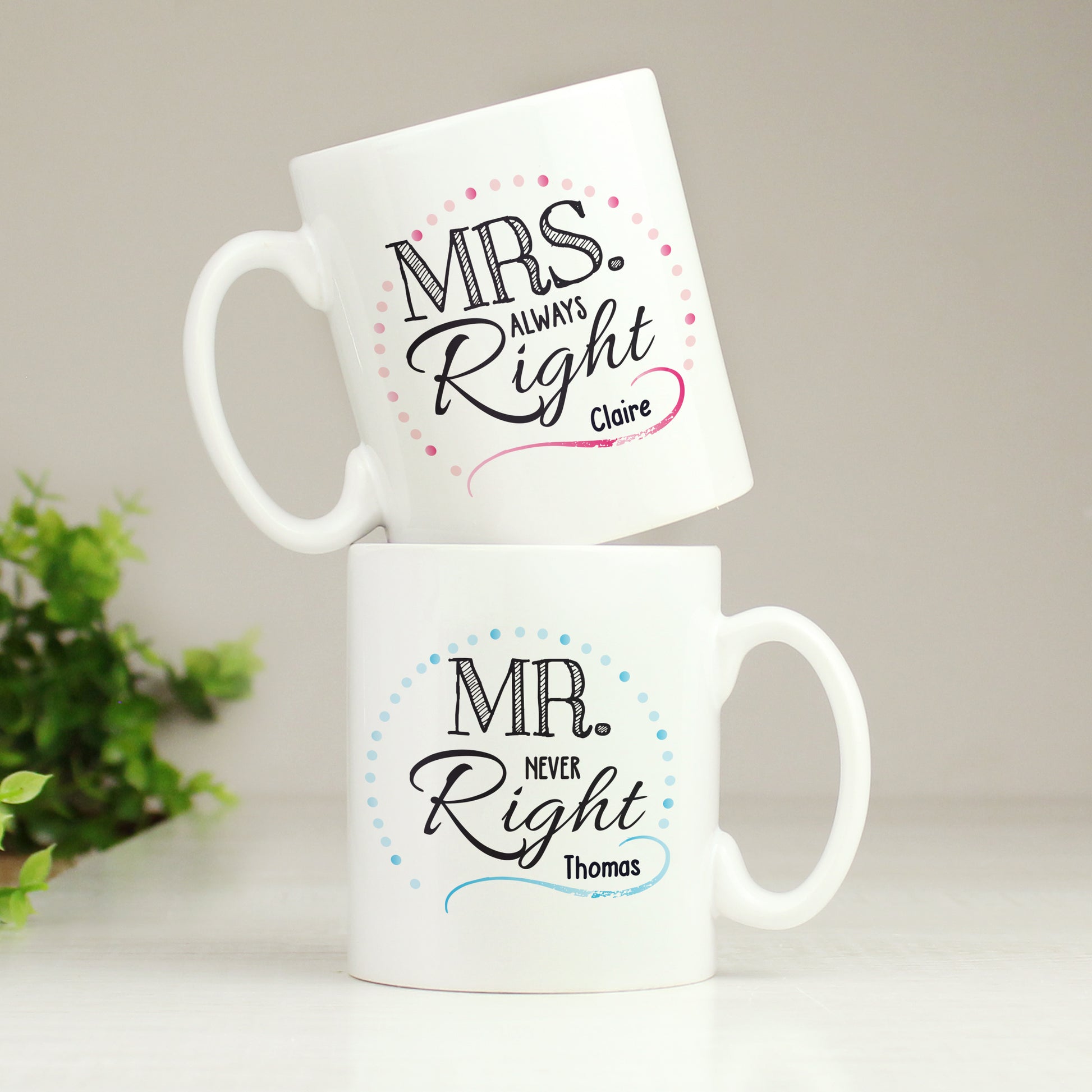 Personalised Mr & Mrs Right Mug Set from Heartfelt Gifts