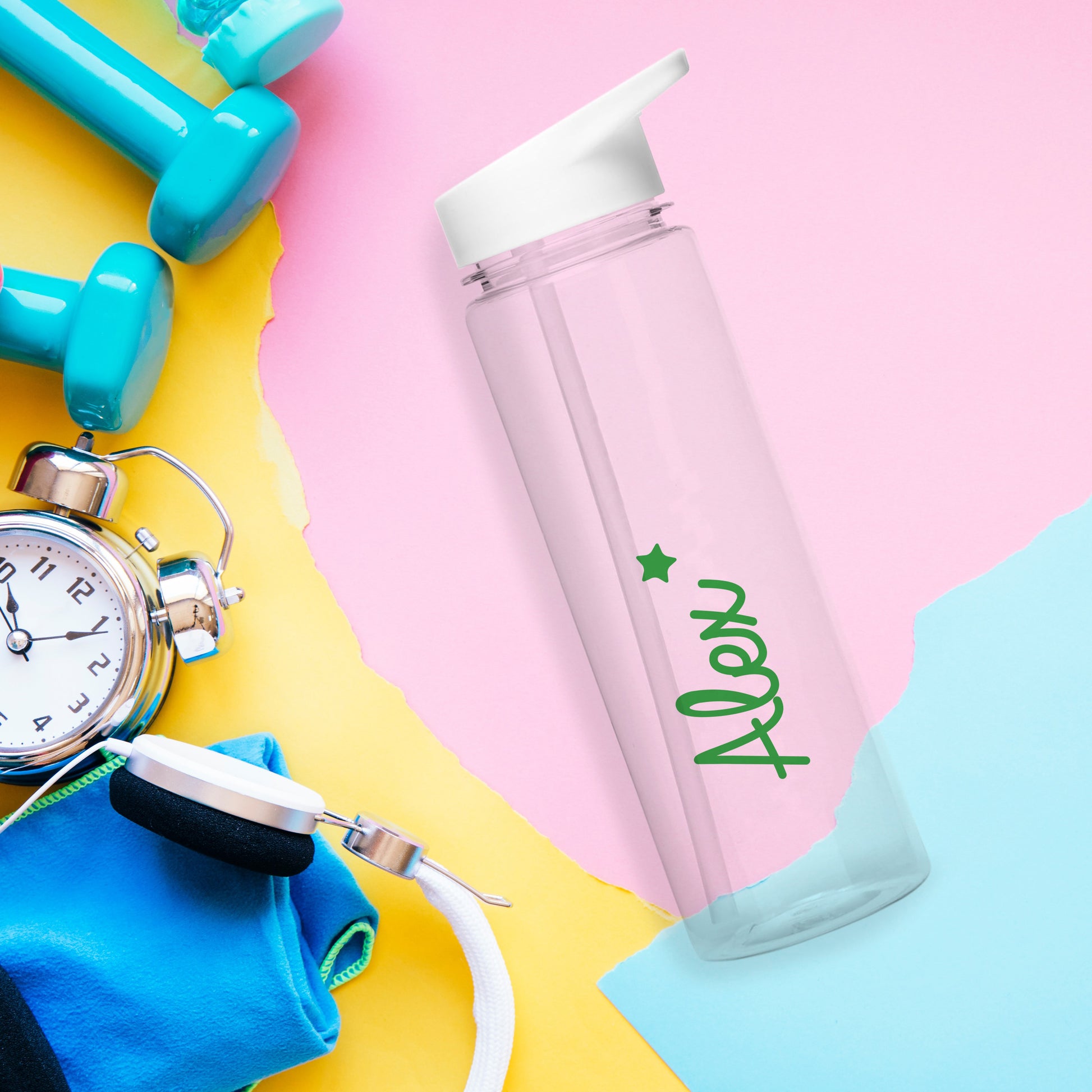 Personalised Green Star Name Only Water Bottle from Heartfelt Gifts
