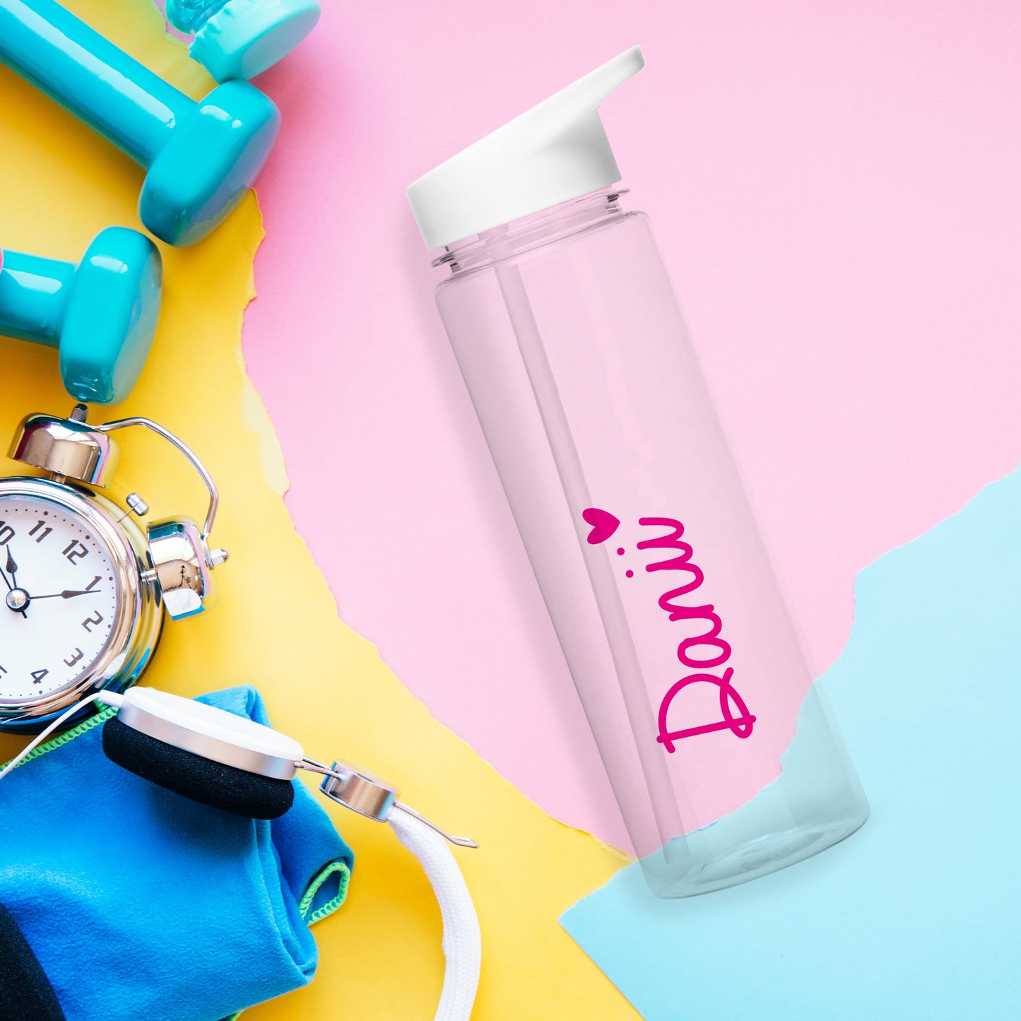 Personalised Pink Heart Name Only Water Bottle from Heartfelt Gifts