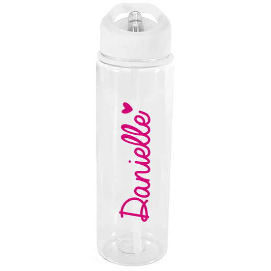 Personalised Pink Heart Name Only Water Bottle - image 2