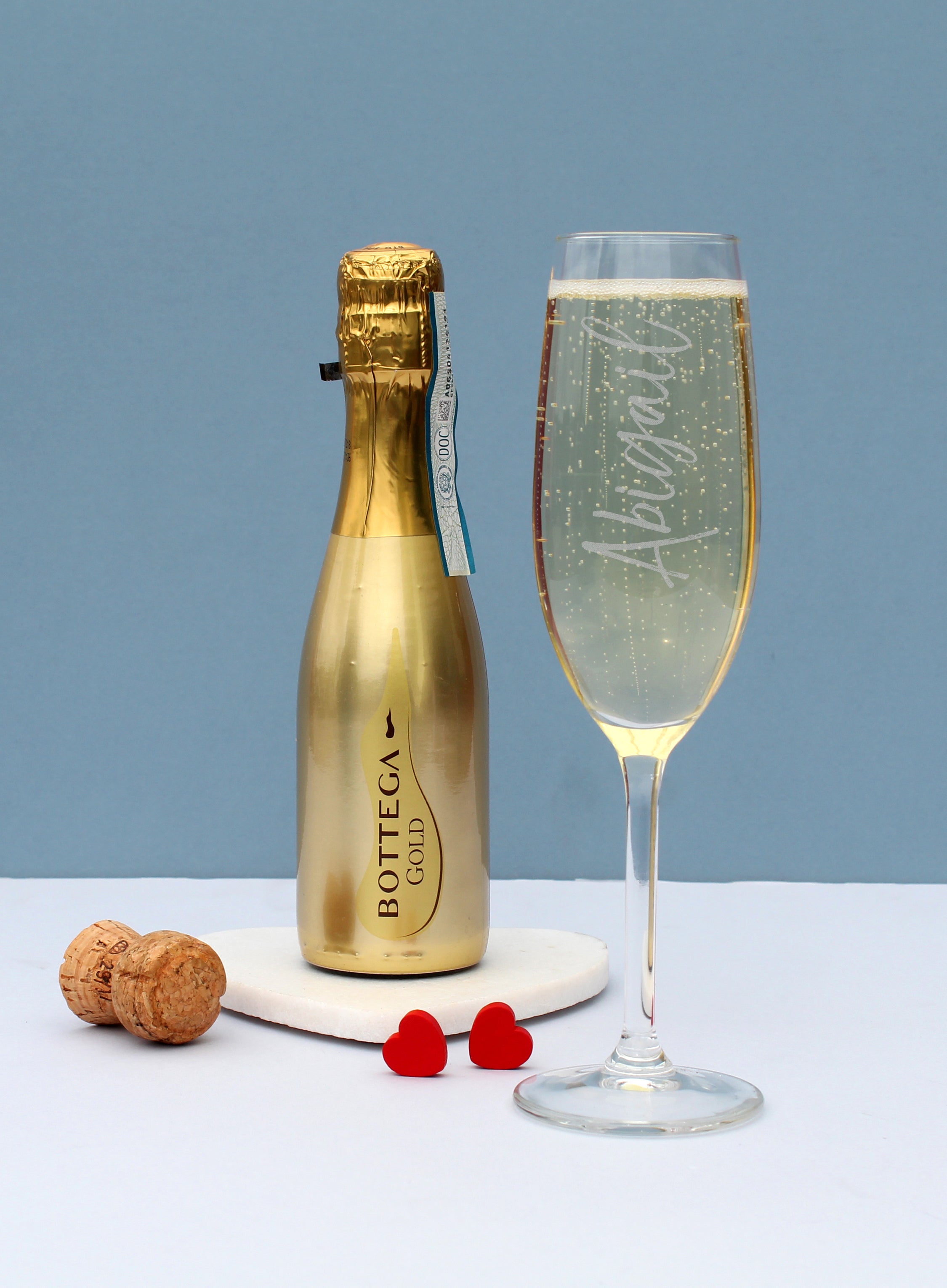 Personalised Name Only Flute & Mini Gold Bottega Prosecco Set from Heartfelt Gifts