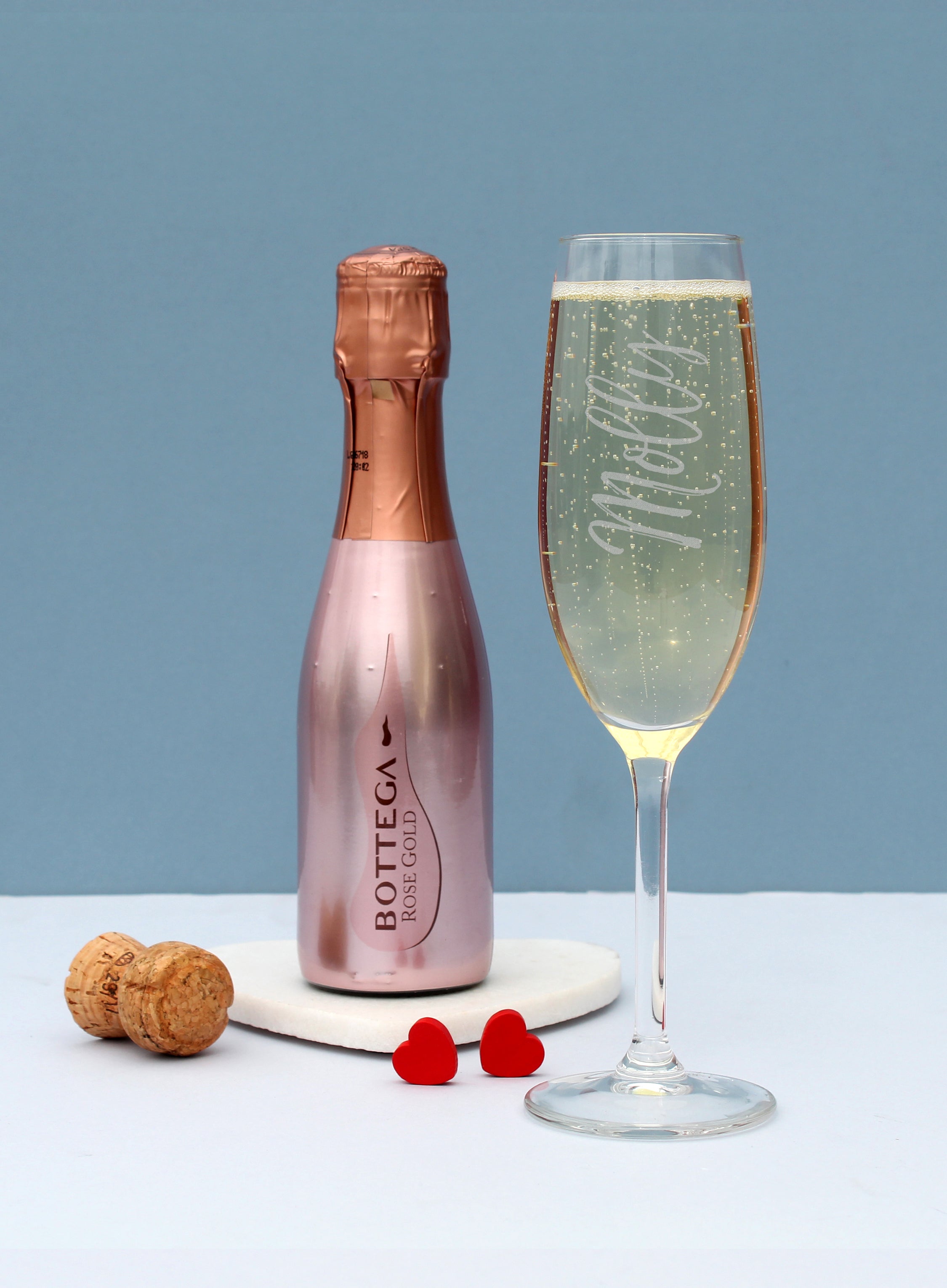Personalised Name Only Flute & Mini Rose Bottega Prosecco Set from Heartfelt Gifts