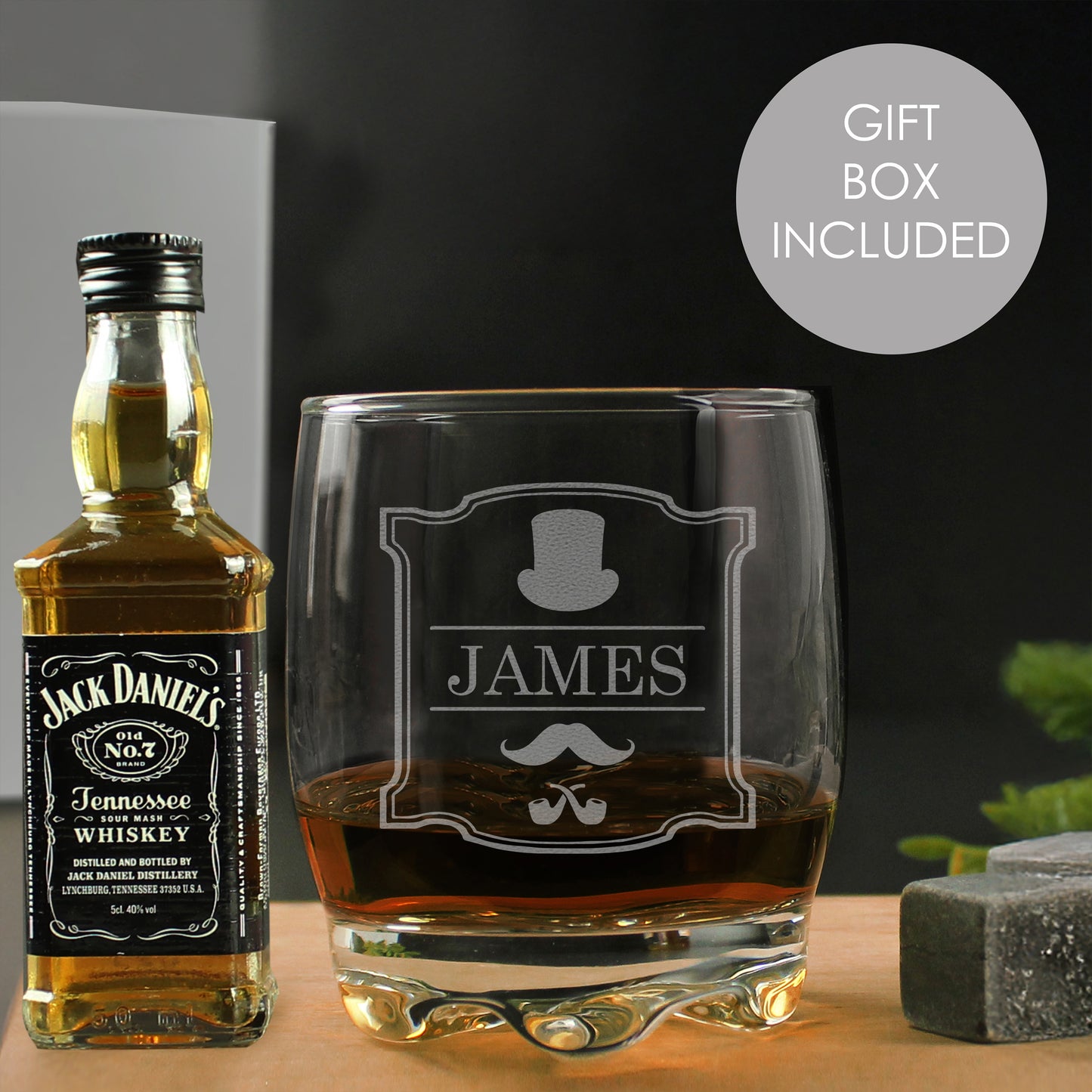 Personalised Gentlemans Tumbler and Whiskey Miniature Set from Heartfelt Gifts