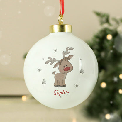 Personalised Little Reindeer Bauble - image 3