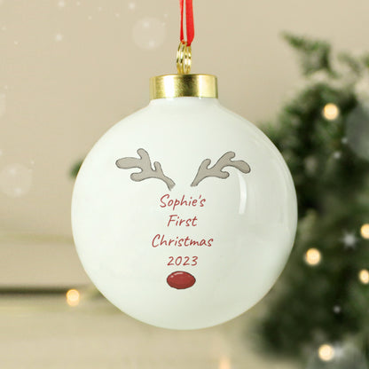 Personalised Little Reindeer Bauble - image 4