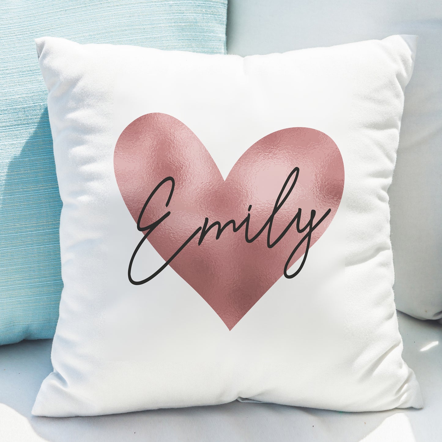 Personalised Name Only Rose Gold Heart Cushion from Heartfelt Gifts