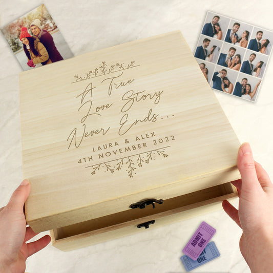 Personalised True Love Story Wooden Keepsake Box from Heartfelt Gifts