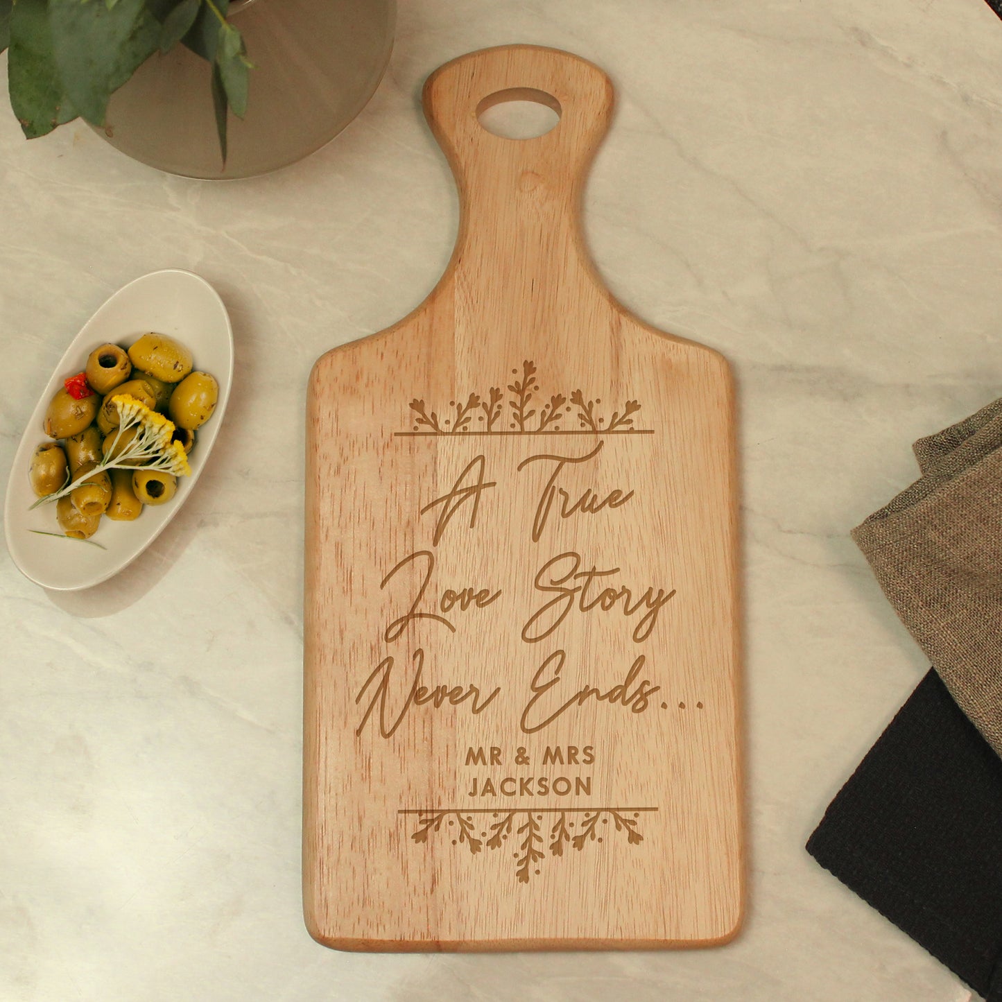 Personalised True Love Story Wooden Paddle Board from Heartfelt Gifts