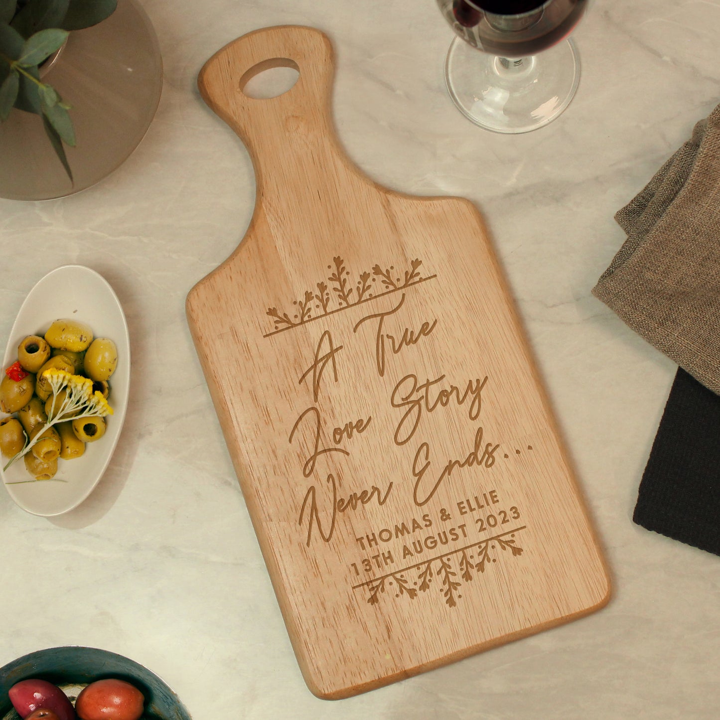 Personalised True Love Story Wooden Paddle Board - image 2