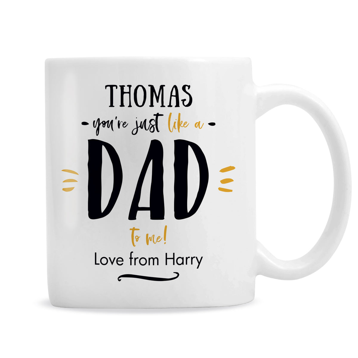 Personalised Just Like Dad mug with name and message