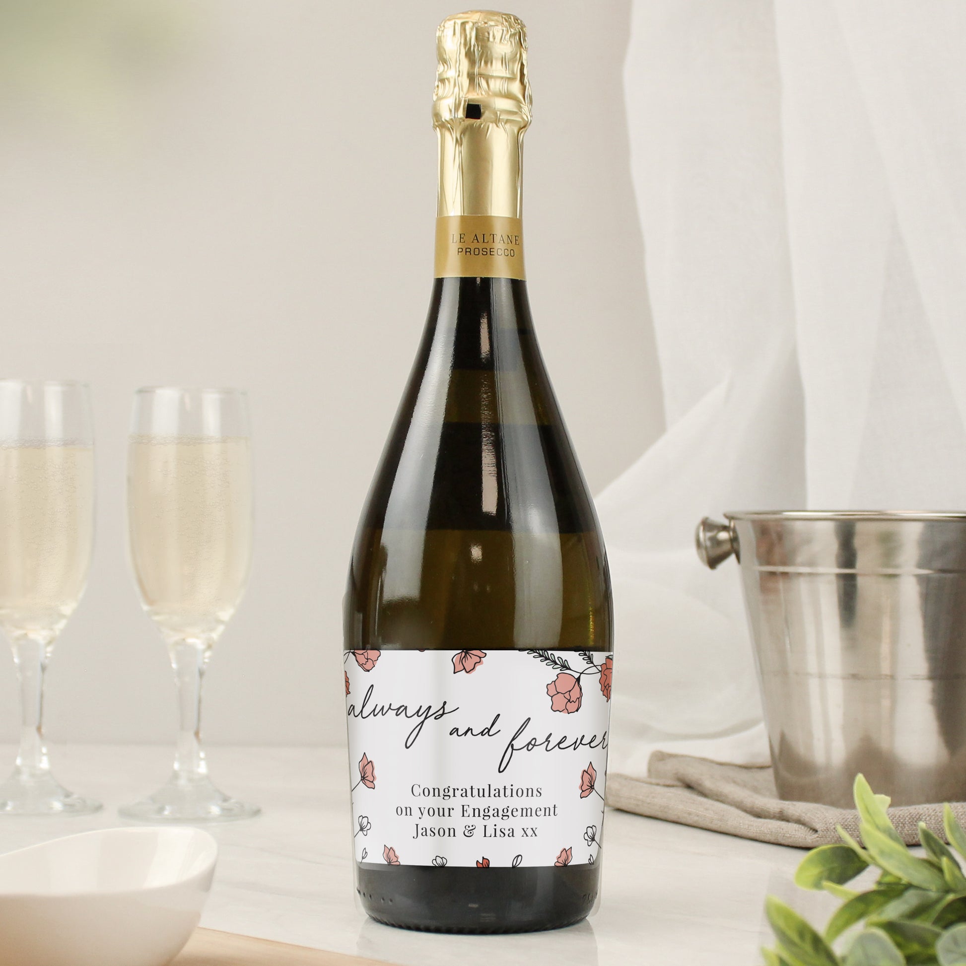 Personalised Floral Always and Forever Bottle of Prosecco from Heartfelt Gifts