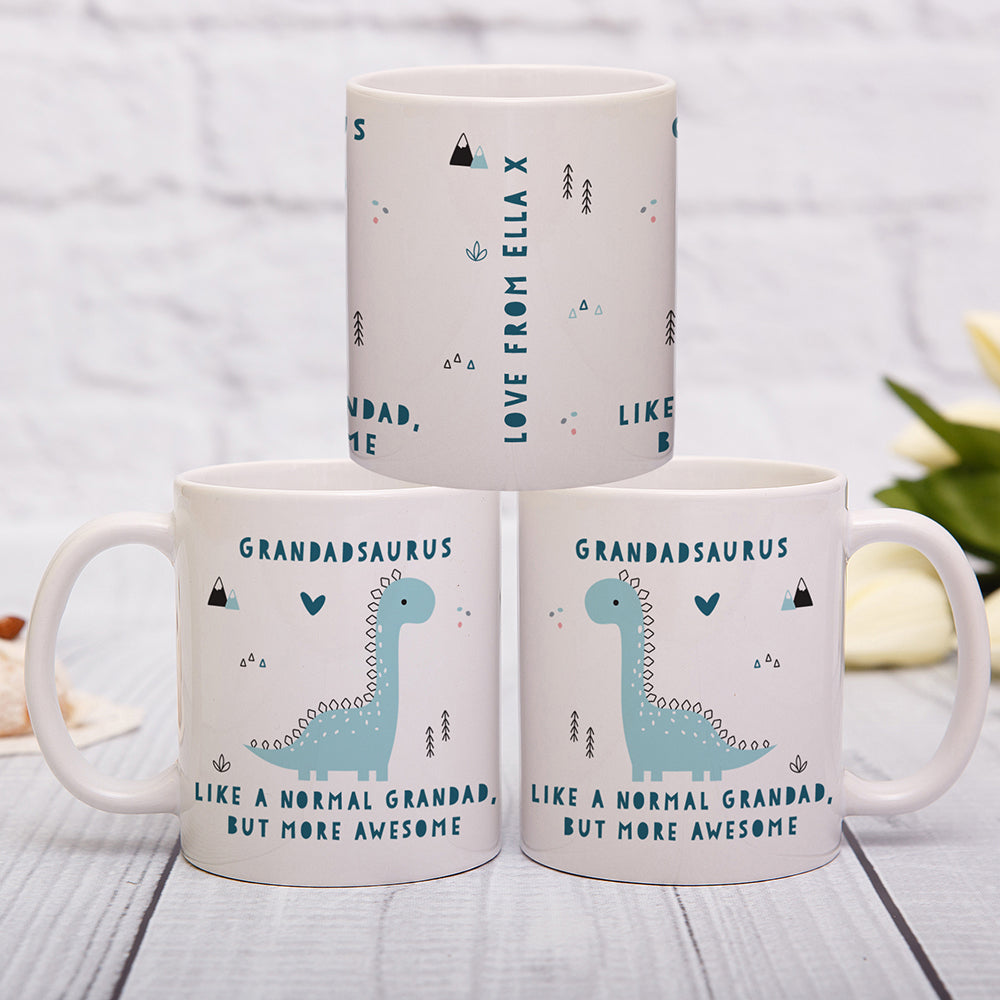 Personalised More Awesome Blue Dinosaur Mug from Heartfelt Gifts