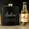 Personalised Free Text Hip Flask and Grouse Miniature Set from Heartfelt Gifts