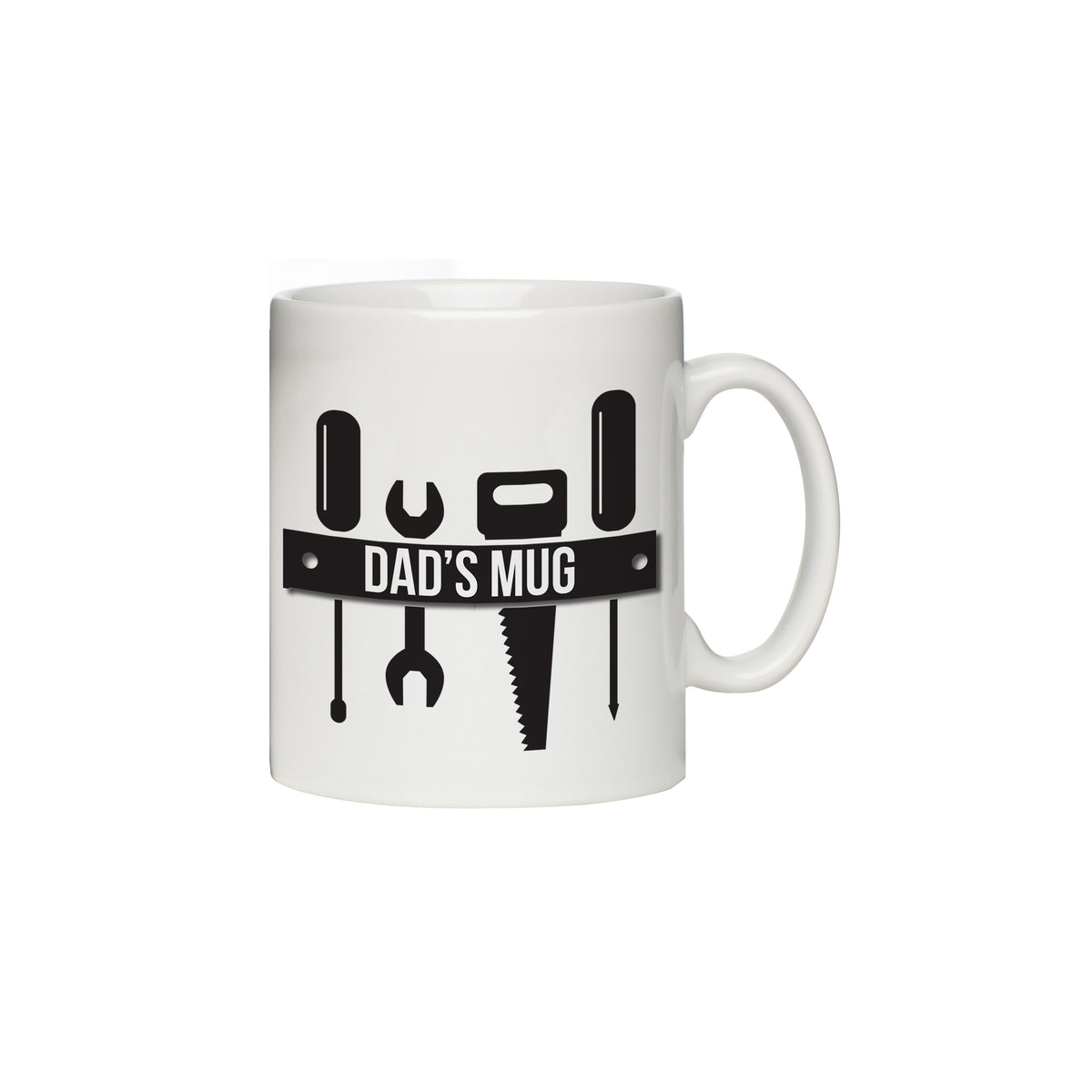 Personalised Tool Bench mug with tool design on white background