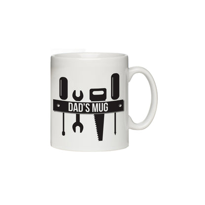 Personalised Tool Bench mug with tool design on white background