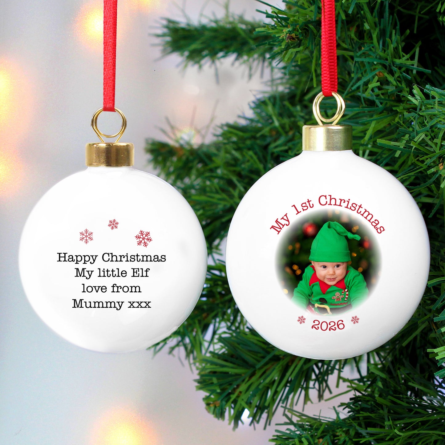 Personalised 1st Christmas Photo Upload Bauble - image 3