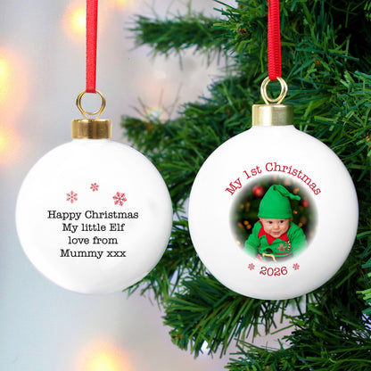 Personalised 1st Christmas Photo Upload Bauble - image 3