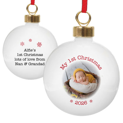 Personalised 1st Christmas Photo Upload Bauble - image 4
