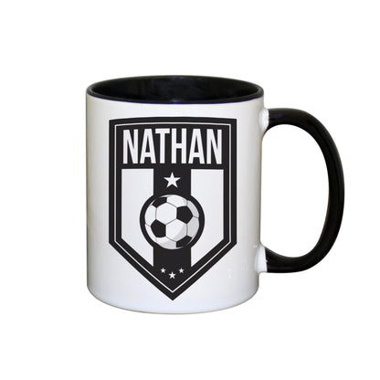 Personalised Football Badge Black Handled Mug - image 2