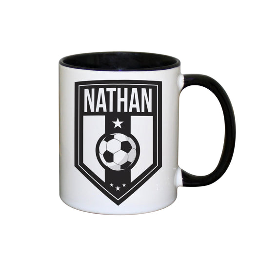 Personalised Football Badge Black Handled Mug - image 2