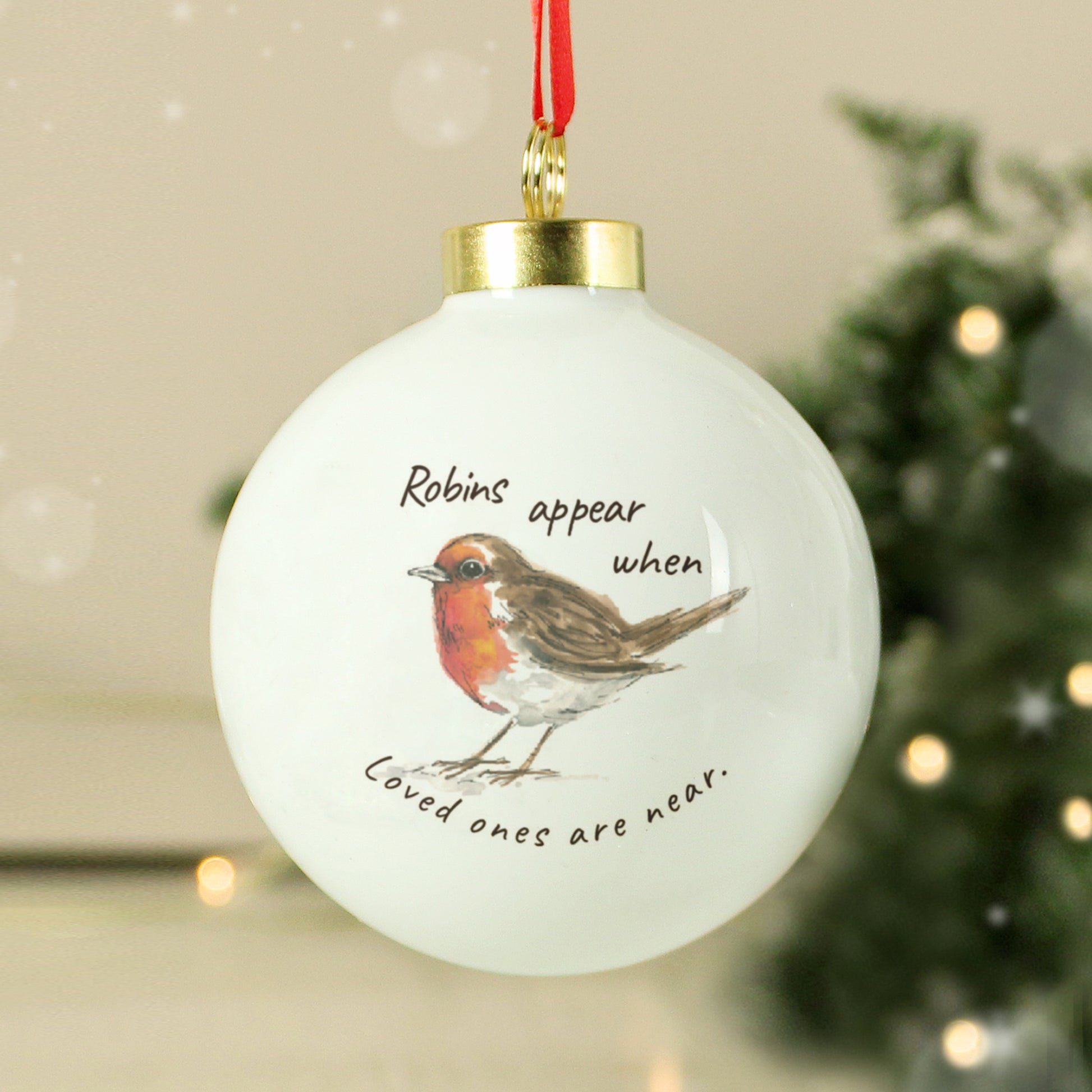 Personalised Robins Appear Bauble from Heartfelt Gifts