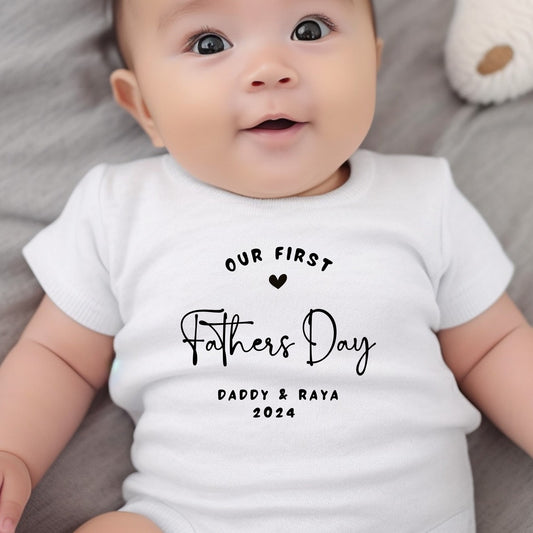 Personalised Our First Father's Day babygrow