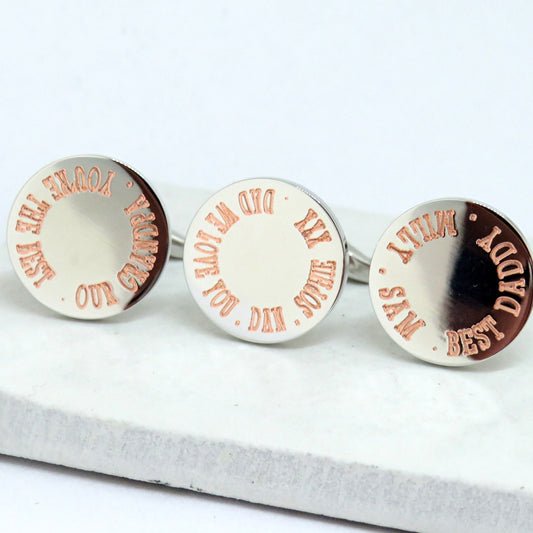 Personalised Border round cufflinks with example engraving