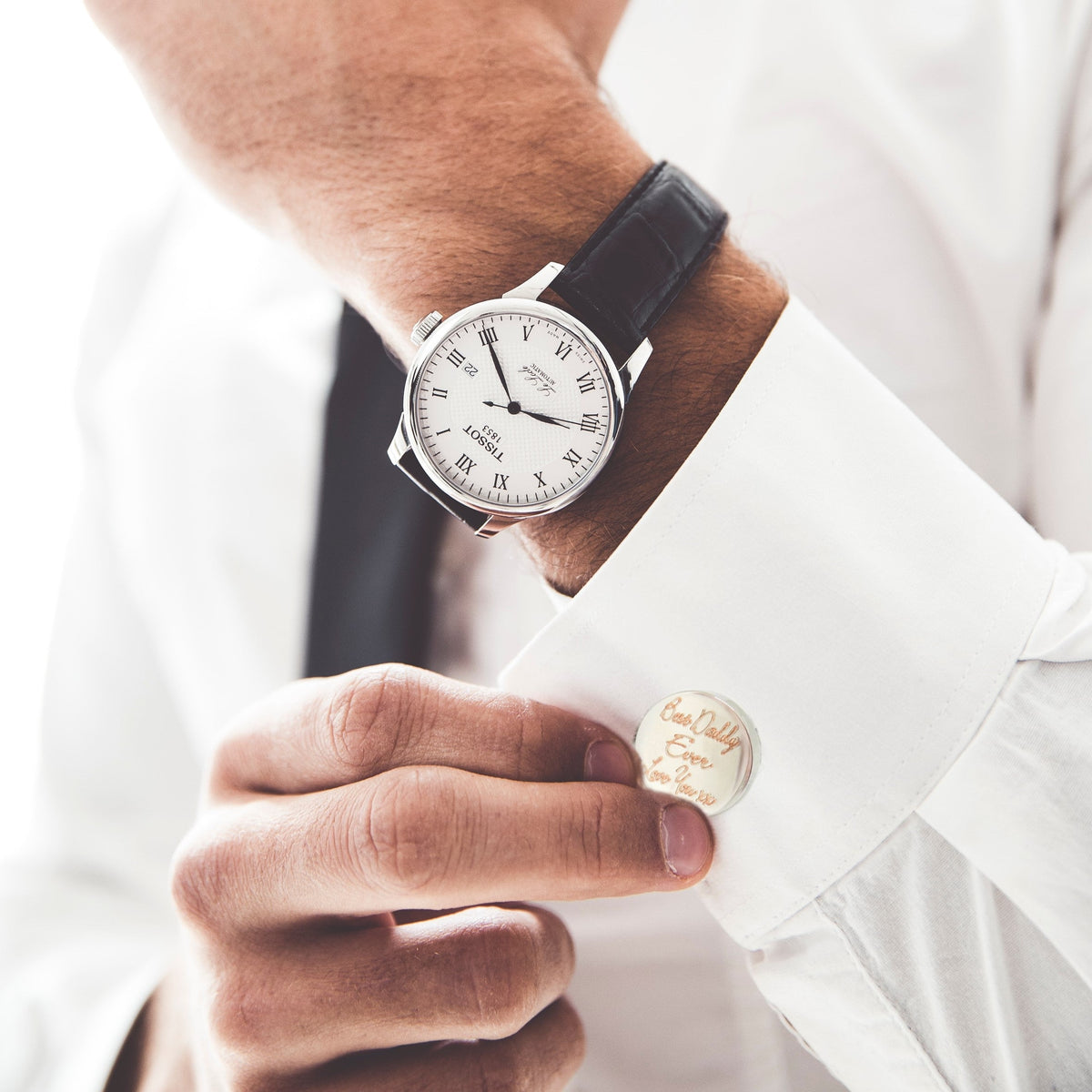 Personalised Script Round Cufflinks - Message