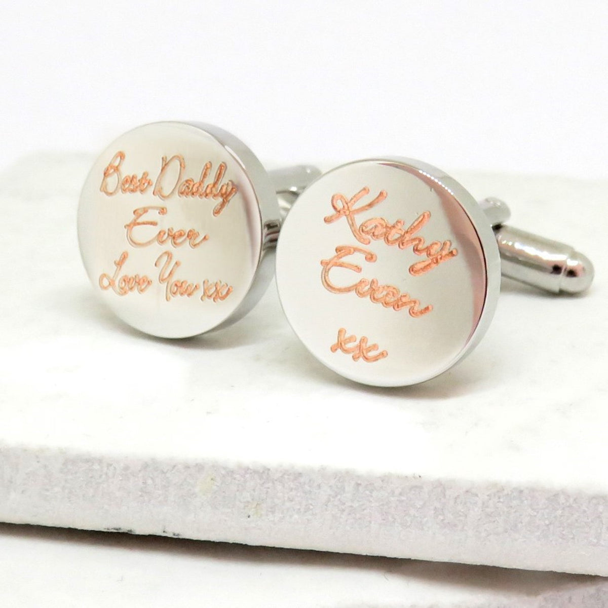 Personalised Script Round Cufflinks - Message