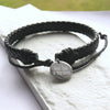 Personalised Men's Black Leather Weave Bracelet