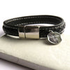 Personalised Men's Stitched Black Leather Bracelet
