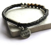 Personalised Men's Tigers Eye Leather Bracelet