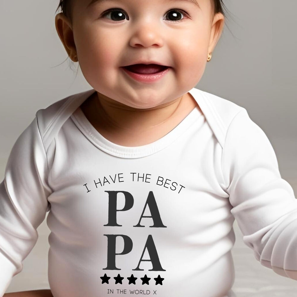 Personalised Best Papa Baby Grow, Vest or Bib with Name