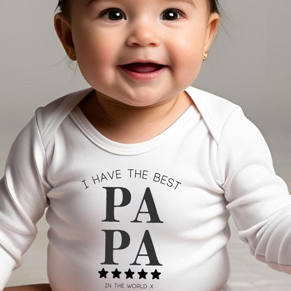 Personalised Best Papa Baby Grow, Vest or Bib with Name