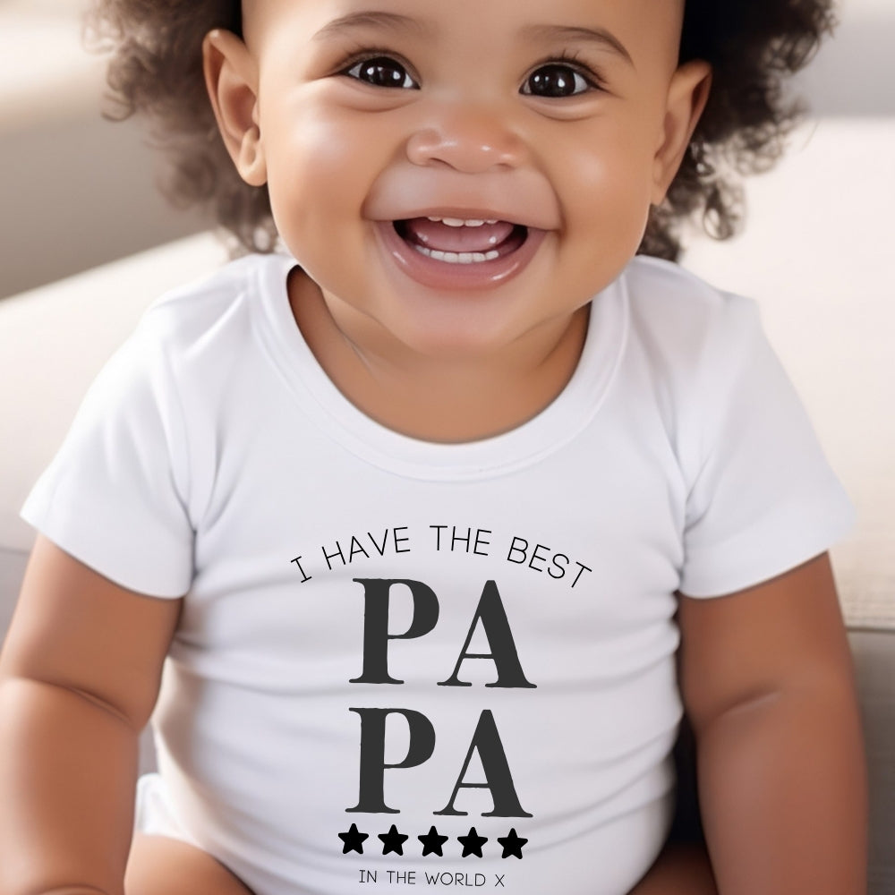 Personalised Best Papa Baby Grow, Vest or Bib with Name