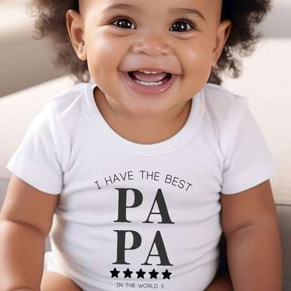 Personalised Best Papa Baby Grow, Vest or Bib with Name