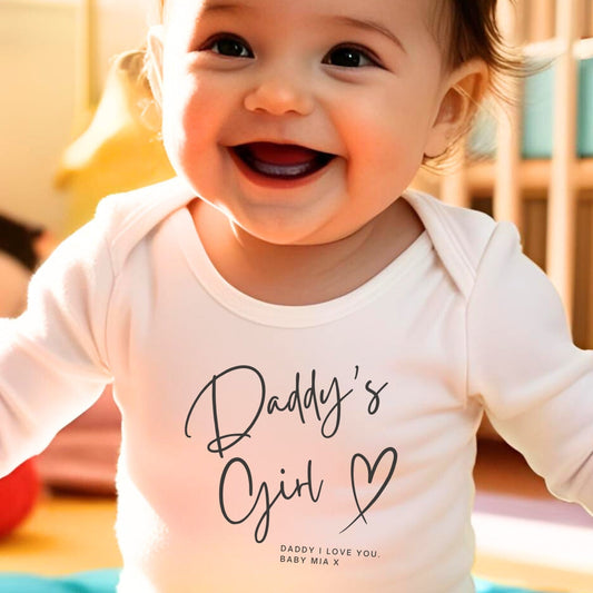 Personalised Daddy's Girl babygrow with an example name