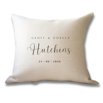 Personalised Surname & Date Wedding Cushion