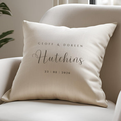Personalised Surname & Date Wedding Cushion