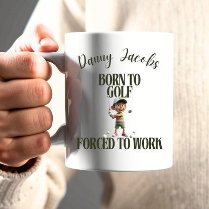 Personalised Born to Golf Forced to Work Mug | Gift for Dad, Uncle