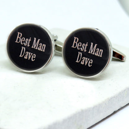 Personalised Batang round cufflinks with example engraving