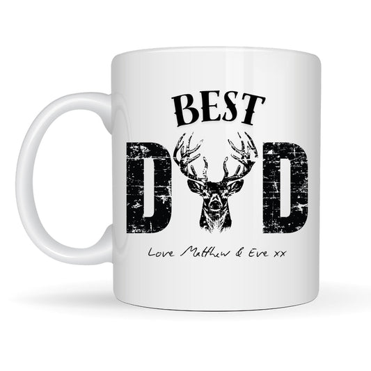 Personalised Best Dad Stag ceramic mug