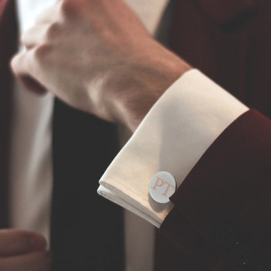 Personalised Castellar round cufflinks with example engraving