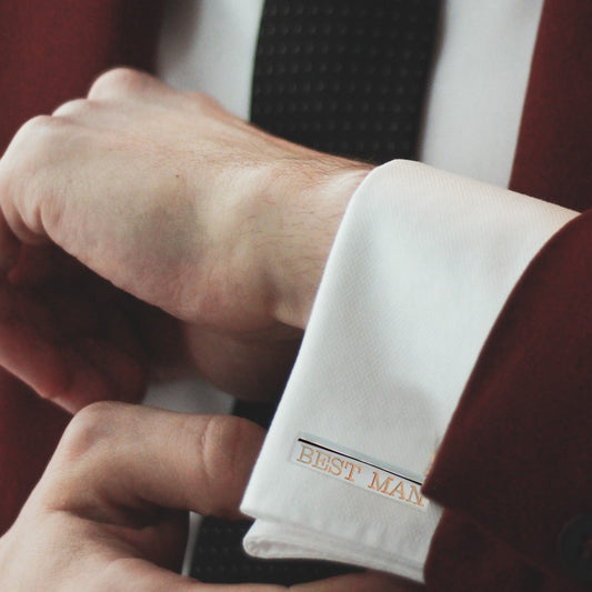 Personalised Clarendon bar cufflinks with example engraving