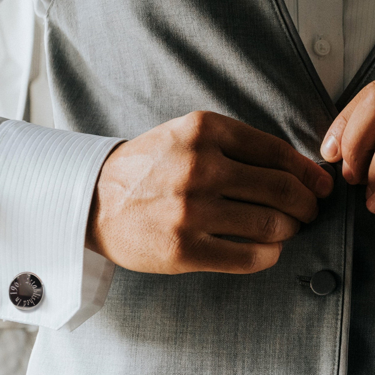 Personalised Edge Round Cufflinks - Wedding