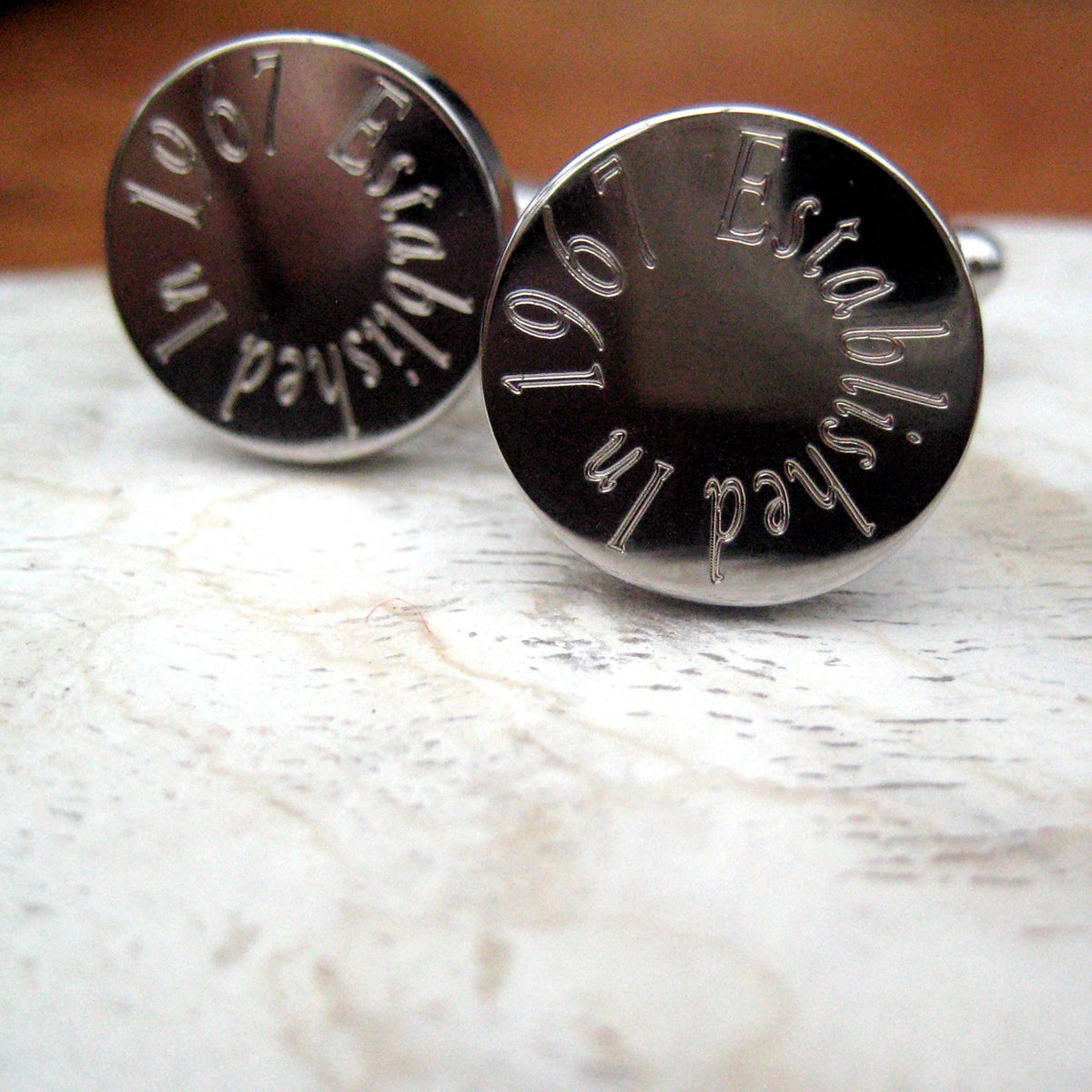 Personalised Edge Round Cufflinks - Message