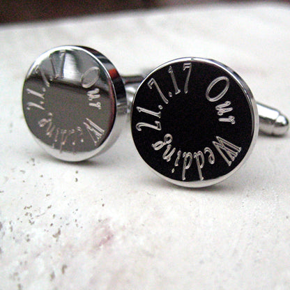 Personalised Edge Round Cufflinks - Message