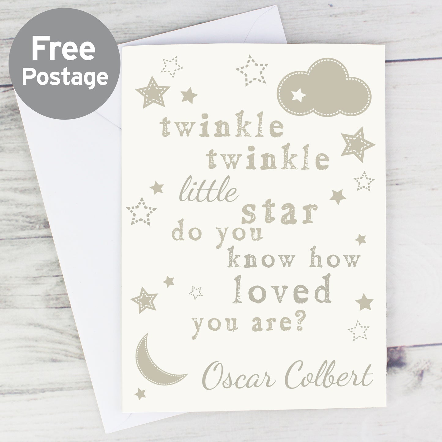 Personalised Twinkle Twinkle Card from Heartfelt Gifts