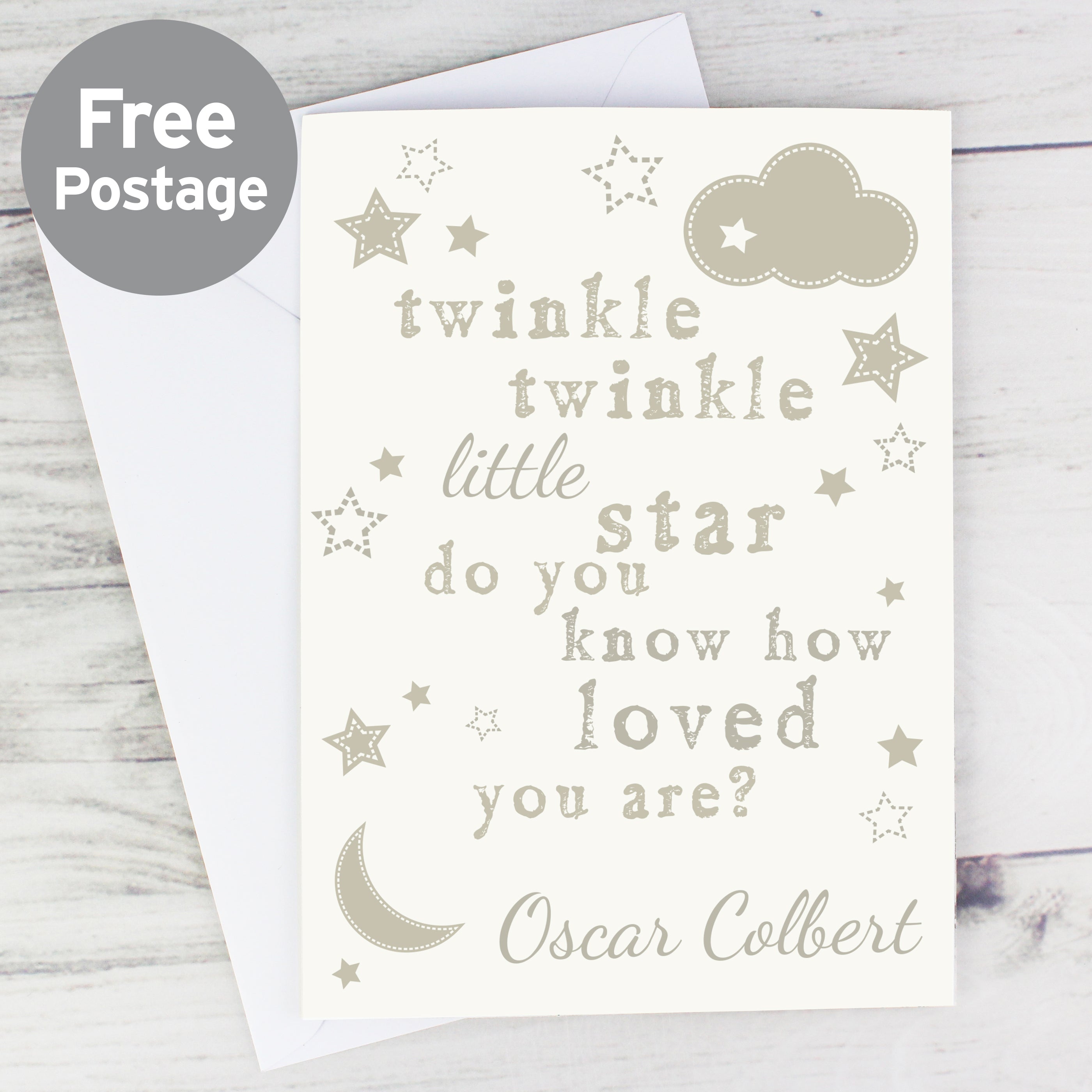 Personalised Twinkle Twinkle Card from Heartfelt Gifts