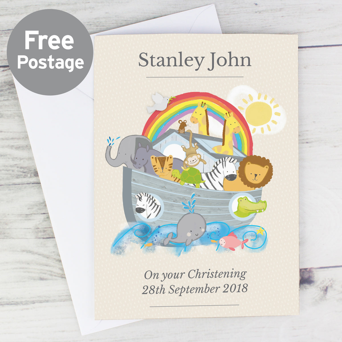 Personalised Noah's Ark Card from Heartfelt Gifts